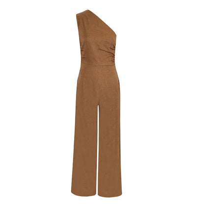 Slim Skew Collar Solid Rompers